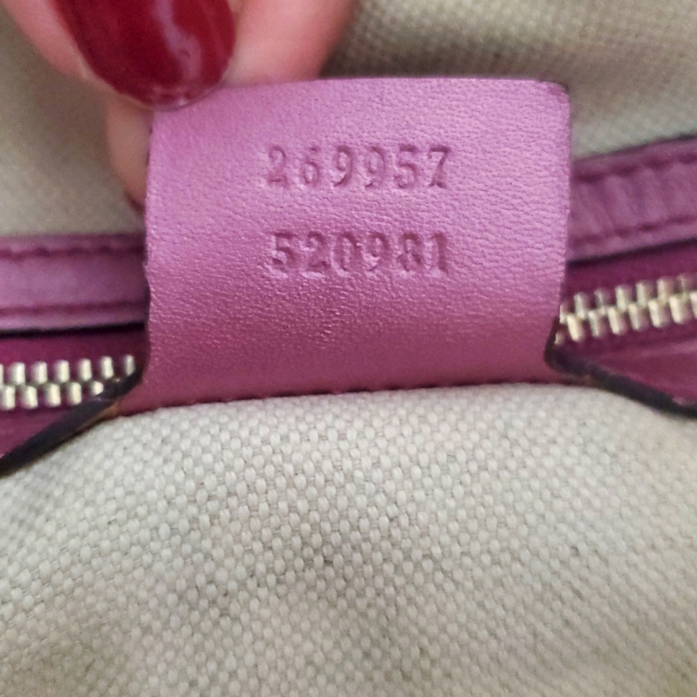🇮🇹Gucci Guccissima Metallic Soft Heart Bit Leather Tote Bag In"Fresia Rose"💓 - Picture 14 of 17